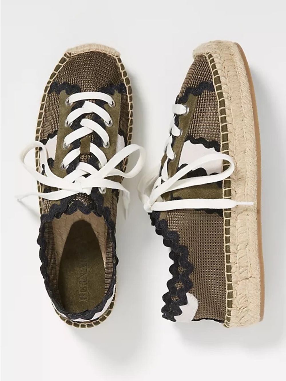 Bernardo Olive and White Woven Espadrille Sneakers from Anthropologie